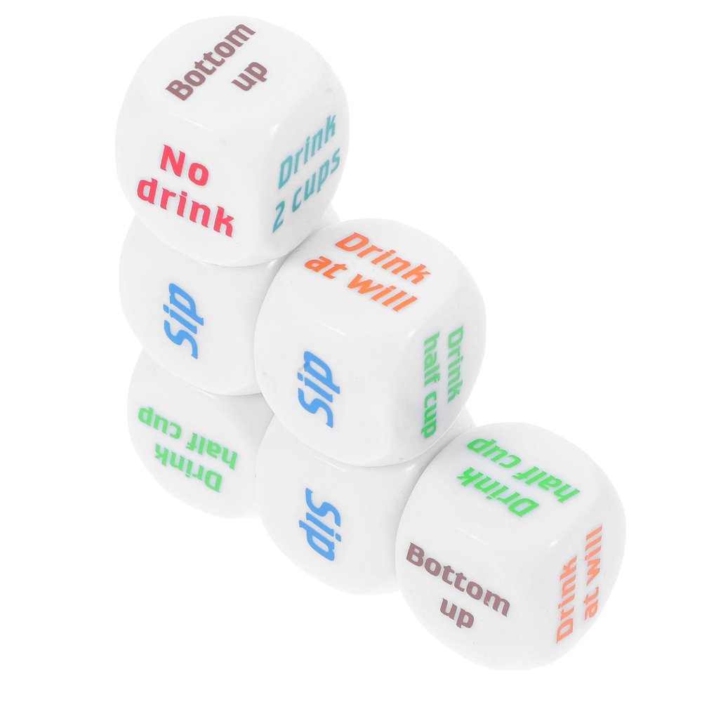 MOKKHNB 6pcs Acrylic Dice Set for Drinking Games with Versatile Use to Enhance Party Atmosphere, for Bar and Event Fun and Friends Gathering