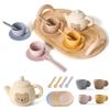 Bemonew Tea Sets for Toddlers 3-5, Educational Tea Party Set with Silicone Teapot, Cups, Coasters with Serving Spoon for Girls and Boys view 1