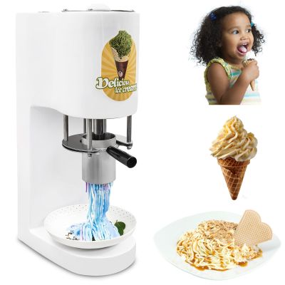 Kid-Friendly Ice Cream Noodle Maker 7.4 Gal per Hr, One-Touch Operation, 4 Interchangeable Molds, Silly Shapes for Family Game Night, Home Countertop Fun White