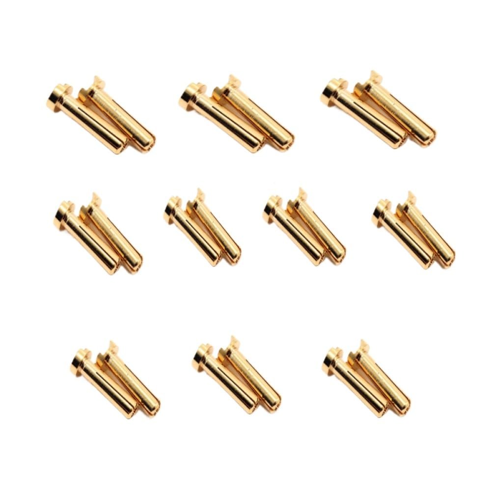 5/10/20 Pcs Plated 4.0mm 18mm Round Bullet Low Profile Male Female Connector Plug Compatible with RC Lipo ESC Motor Universal Fit Aftermarket Replacement(20pcs 4.0mm 18mm)