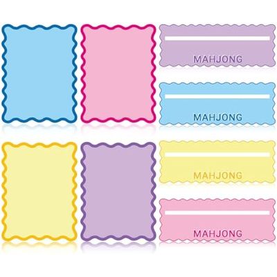 Chewtoyo 4 Pcs Mahjong Shuffling Card Set with Wavy Edges, 5.1 x 6.7 in Multicolor Mahjong Line Finders, PP Plastic for Tile Collection, Mah Jong Beginner Gift