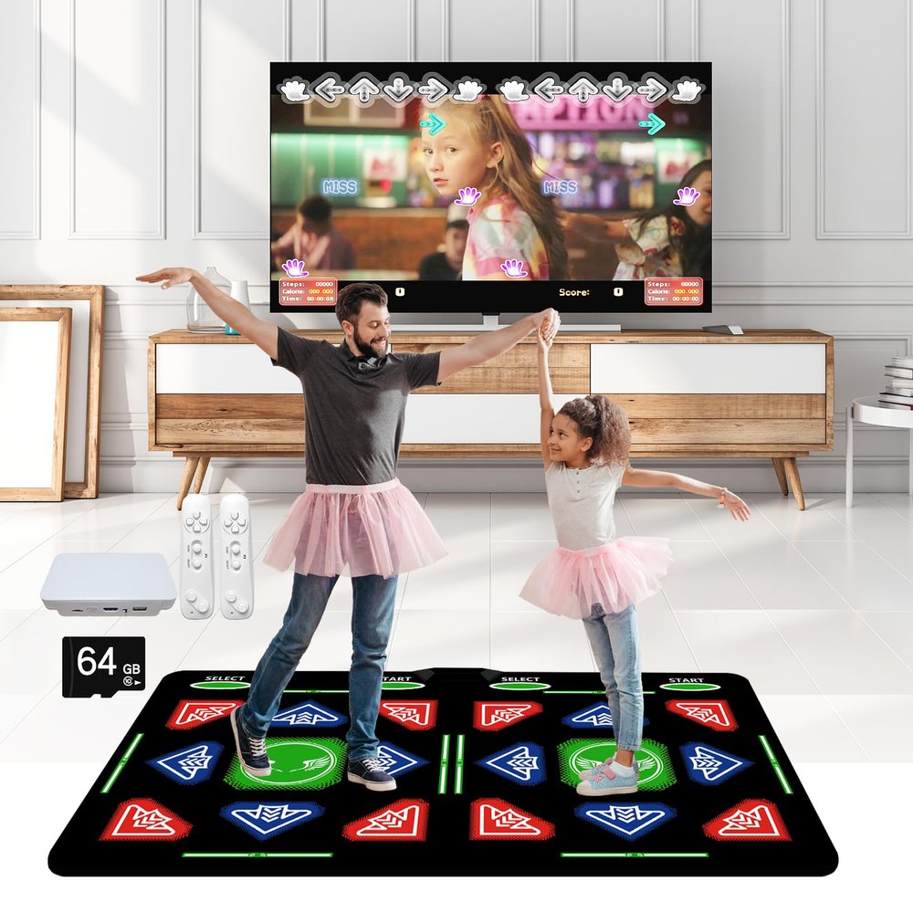 OZLET HDMI Dance pad 885 Songs,1000 Games, 81 MTV Videos.64GB Storage Dance mat Combines Dance,Yoga, Aerobics, Running,Sports, and Puzzle Games.A Prestigious Gift for Boys & Girls. Flannel Material