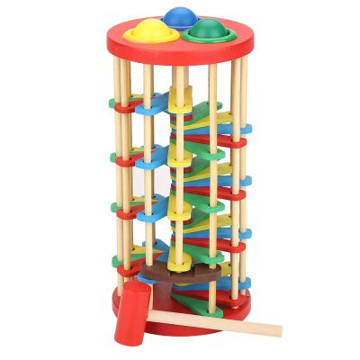 Decumeby Colorful Wooden Toy for Kids Intelligence Development Knock Ball Ladder Toy for Preschool Age 3 and Up Made of Safe EcoFriendly Wood