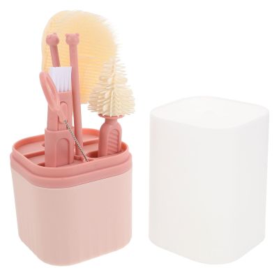 CHILDWEET 5-in-1 Portable Bottle Cleaning Set with Silicone and Nylon Brushes, Includes Straw and Pacifier Cleaner, Lightweight and Compact Travel Brush Kit for Newborns and Moms