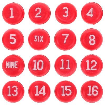 VILLCASE 16 Pcs Red Plastic Billiard Dice for Pool Table Accessories, Numbered Multi-Sided Game Dice with Match Recording Function, Versatile Use for Billiard and Entertainment Venues