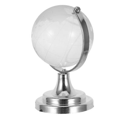 Beatifufu Miniature Globe Glass Ball Desktop Ornament with Rotatable Sphere and Sturdy Placement, Modern Refined Design for Workspace and Bookshelf Decoration