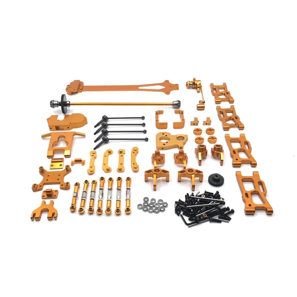 RC Repairs Components for WLtoys 124016 124017 124018 124019 1/12 for Swing Arm Steering Linkage Front Bumper Drive Shaft Steering Block Motor Gear RC(Yellow)