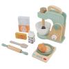 Jiawu Wooden Blender Play Set, Sturdy Beech Wood Design Bake Mixer Toy, Wooden Kitchen Toys Blender with Rolling Pin Milk Spatula Weighing Scale Bowl Egg for Toddlers Preschool view 3
