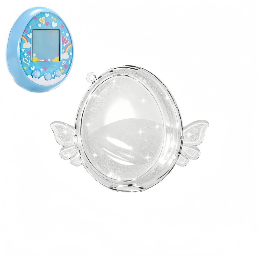 Hard Protective Case Compatible with Tamagotchi Meets, Clear PC Shell with Angel & Devil Wings Stand for Virtual Pet