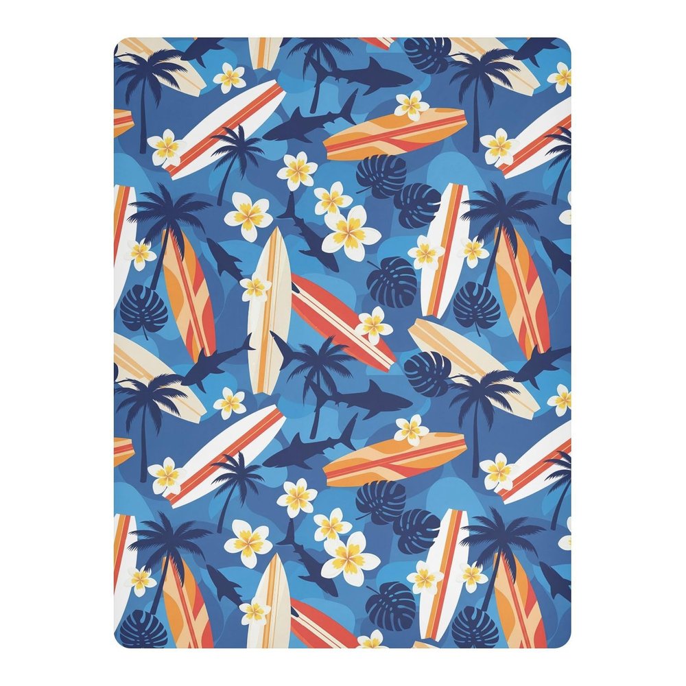 KEEPREAL Tropical Surf Shark Waterproof Crib & Playard Sheet, Soft Fitted Cover