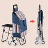 JDXQBLD Trolley Shopping Cart Shopping Trolley with Seat Foldable Grocery Shopping Cart Climb Stairs for Travel Trip Vacations Camping Beach Play Grocery Cart view 4