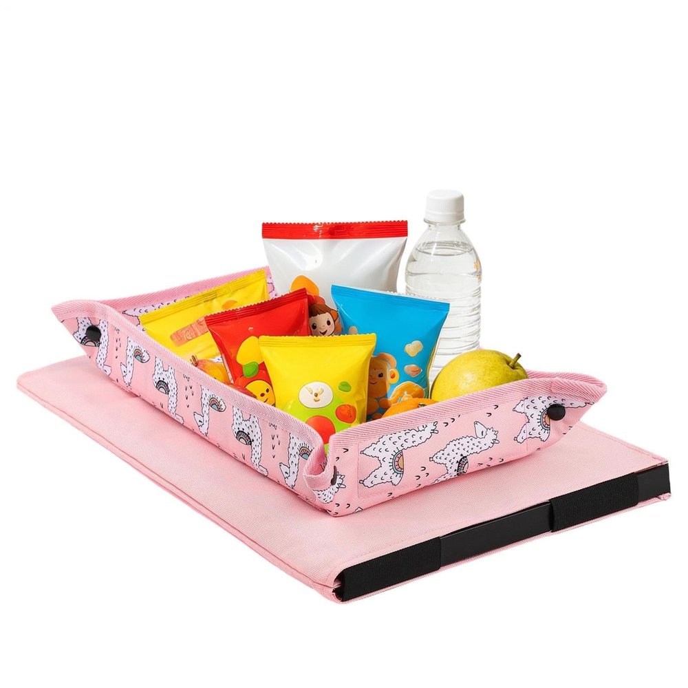 Airplane Tray Cover, Foldable Travel Organizer, Kids Toy Pocket Storage Pad