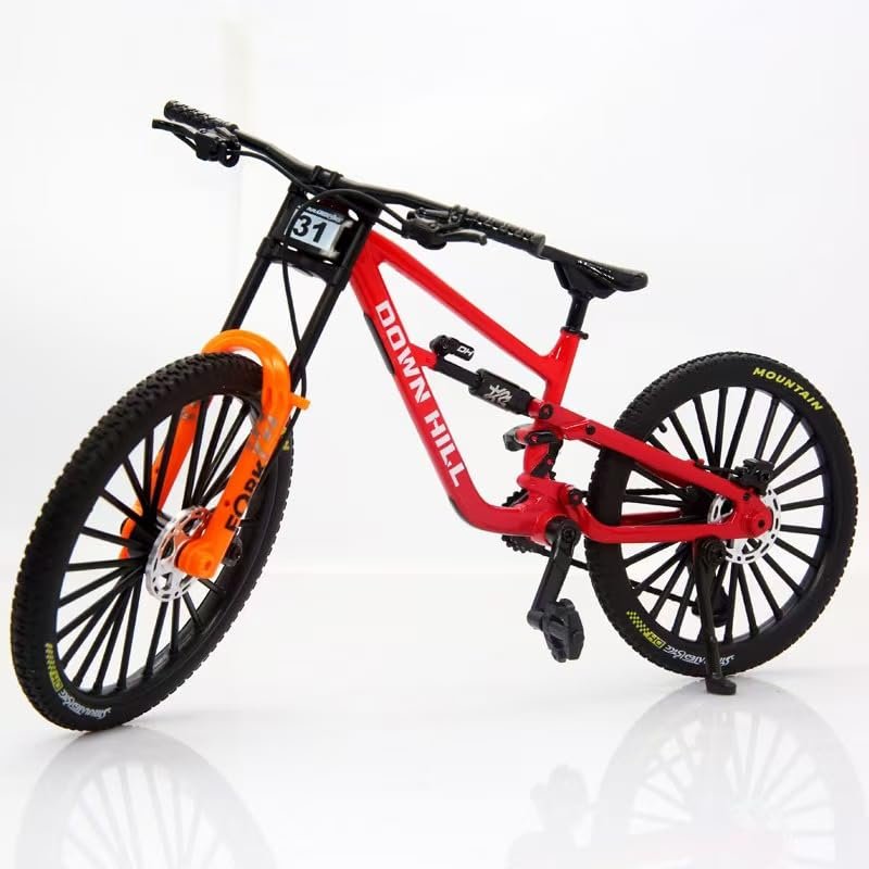 Generisch 1:8 Alloy Downhill Bike Model with Double Suspension, Mini Bicycle Decoration Gift, 3 Colours (Red)