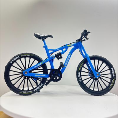 Generisch 1:12 Alloy Mountain Bike Model with Double Suspension, Mini Bicycle Decoration Gift, 3 Colours (Blue)