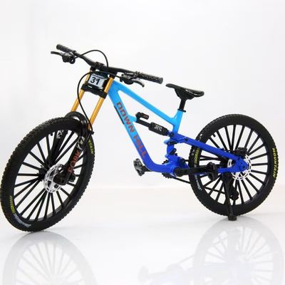 Generisch 1:8 Alloy Downhill Bike Model with Double Suspension, Mini Bicycle Decoration Gift, 3 Colours (Blue)