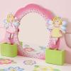 Snnozy Kids Vanity Set Girls Vanity Table Toddler Dressing Table Wooden Makeup and Chair Acrylic Oval Mirror Drawer Anti Tip Device for 3+ Years view 3