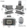 HDC-HE-006 Rectangular Heavy Duty Connector Six Pin Waterproof Socket 500V 16A view 3