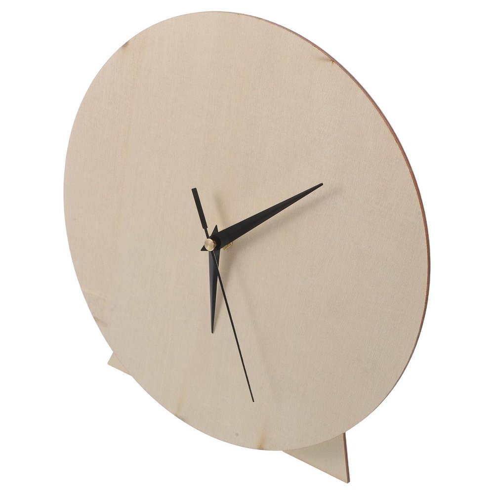 MERRYHAPY DIY Assembly, Natural Nursery Material Wood, Blank Wooden Clock Dial Plate Creativity Easy Classroom Wall Decor