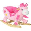 Ride on Unicorn with 32 Songs, Toddler Rocker Toy with Wooden Base Seat Safety Belt for 1.5-3 Year Old, Pink view 1