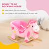 Ride on Unicorn with 32 Songs, Toddler Rocker Toy with Wooden Base Seat Safety Belt for 1.5-3 Year Old, Pink view 4