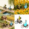 1: 87th Scale Miniature Bicycles Scene with Girl Riders and Green Plant for Home Decors Resin Model Resin Cycling Scene view 2