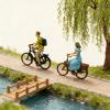 1: 87th Scale Miniature Bicycles Scene with Girl Riders and Green Plant for Home Decors Resin Model Resin Cycling Scene view 4