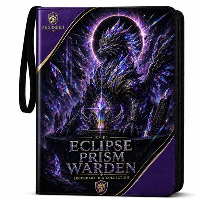 Card Binder 4 Pocket with 50 Removable Sleeves-Can Hold 400 Cards,3-Ring Zipper Sports Book, Ideal for All Card Collectors