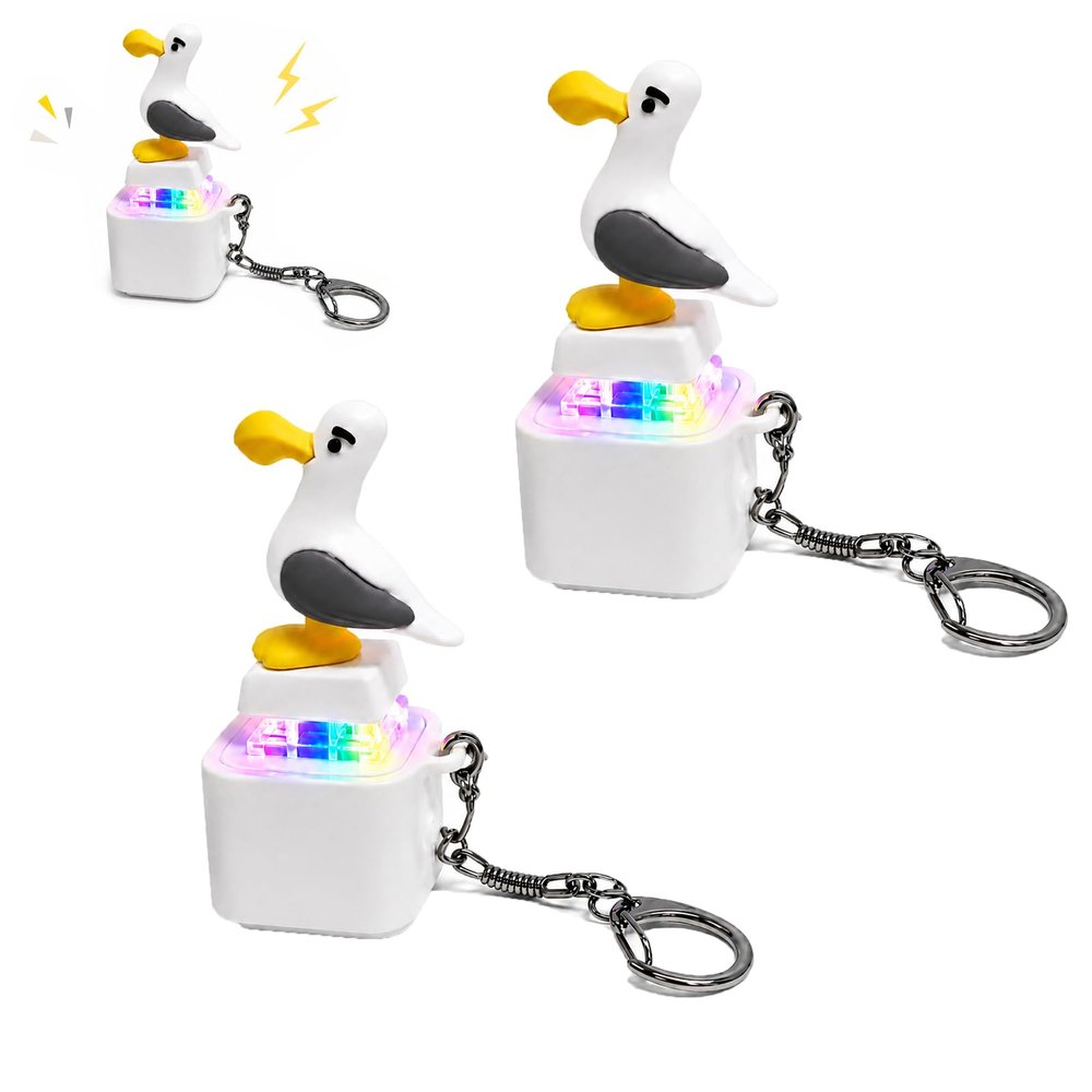 Seagull Mine Button Keychain, Rechargeable Keyboard Fidget Clicker, Mechanical Click Fidget Desk Toy Portable Stress Relief Keychain for Adults (2Pcs)