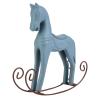 Aramox Hand Carved Painted Rocking Horse from Nordic Logs Shaky Wooden Horse Decorative Collectible Kids Home Desktop Ornament (Light Blue) view 2