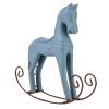 Aramox Hand Carved Painted Rocking Horse from Nordic Logs Shaky Wooden Horse Decorative Collectible Kids Home Desktop Ornament (Light Blue) view 3