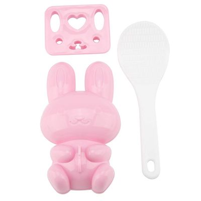 Mingzhe 3pcs FoodGrade Cartoon Sushi Mold for Quick Onigiri Making Fun Kitchen Activity for Kids (Pink)