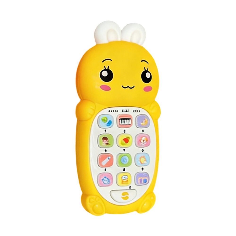 Rabbits Shape Phone Toy Including Bilingual Sounds Music and LED Light Sensory Toy for Toddler Bedtime Entertainment Bilingual Bunnies Shape Phone