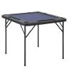 IDEALHOUSE 39.5 in Mahjong Table, Square Folding Card Table with Felt Blue Surface and Cup Holders, 4 Player Game Desk with Chip Trays Domino, Poker, Jigsaw Puzzles view 1