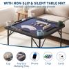 IDEALHOUSE 39.5 in Mahjong Table, Square Folding Card Table with Felt Blue Surface and Cup Holders, 4 Player Game Desk with Chip Trays Domino, Poker, Jigsaw Puzzles view 2