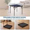 IDEALHOUSE 39.5 in Mahjong Table, Square Folding Card Table with Felt Blue Surface and Cup Holders, 4 Player Game Desk with Chip Trays Domino, Poker, Jigsaw Puzzles view 3