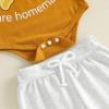 Xiaodriceee My First Halloween Baby Boy Outfit Letter Croissant Print Romper Pants Set Baby Boy Thanksgiving Outfit(D-Orange, 12-18 Months) view 3