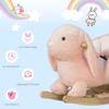 Rabbit Wooden Rocking Horse with Simulated Sound, Wooden Base, Seat Belt, Plush Stuffed Rocking Chair for Baby, Toddler, 18-36 Months, Pink view 4