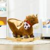 Baby Rocking Horse, Riding Horse, Plush Animal Rocker with Realistic Sound, Pedals for Ages 18-36 Months, Brown view 2