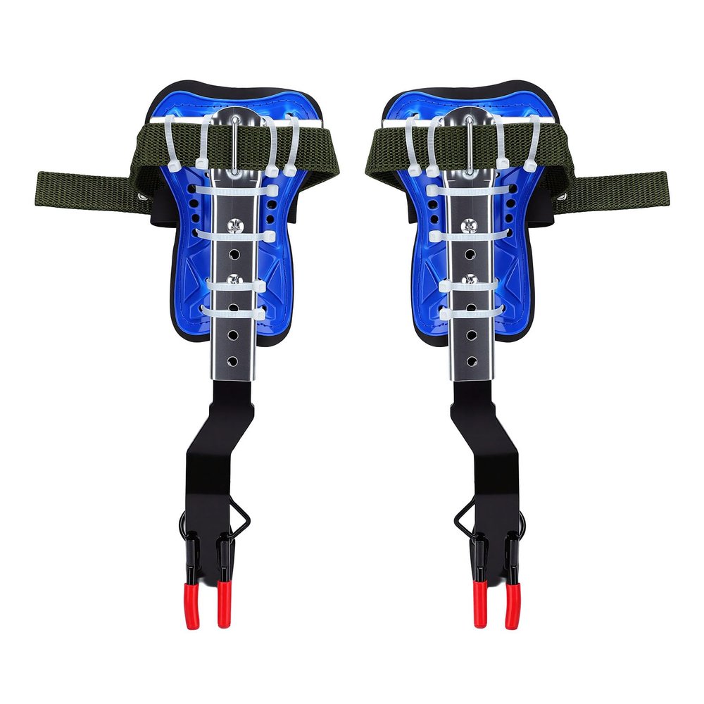 Asixxsix Tree Climbing Spikes, Height Adjustable 39 45cm Solid Steel Core Tree Climbing Spurs, Kit with Widened Straps Footboards Gloves for Fruit Picking Trimming