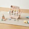 FytStycale Ice Cream Cart with Make-Believe Snacks Wooden Ice Cream Cart with Handle Pastel Pretend Play Store for Young Children view 2