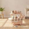 kowaku Ice Cream Cart with Make-Believe Snacks Wooden Ice Cream Cart with Handle Pastel Pretend Play Store for Nursery view 2