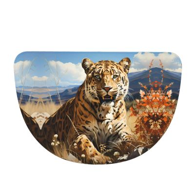 Semicircular Flannel Floor Mat, Non-Slip Absorbent Half Round Rug for Home