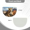 Semicircular Flannel Floor Mat, Non-Slip Absorbent Half Round Rug for Home view 2
