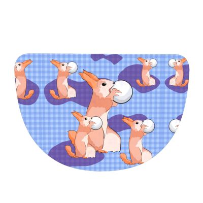 Semicircular Flannel Floor Mat, Non-Slip Absorbent Half Round Rug for Home