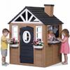 Sunnyfree 9-in-1 Playhouse for Kids Outdoor, Wooden Play House with Play Kitchen, Snack Bar, Working Doorbell, Toy Phone, Dog Door, Blakboard and Markers & Flower Holders, for Kids 3-8 Y-Cedar Wood view 1