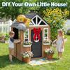 Sunnyfree 9-in-1 Playhouse for Kids Outdoor, Wooden Play House with Play Kitchen, Snack Bar, Working Doorbell, Toy Phone, Dog Door, Blakboard and Markers & Flower Holders, for Kids 3-8 Y-Cedar Wood view 2