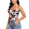 Women's Strapless Bandeau Grid Poker Playing Cards Crop Top view 1