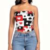 Women's Strapless Bandeau Grid Poker Playing Cards Crop Top view 2