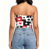 Women's Strapless Bandeau Grid Poker Playing Cards Crop Top view 3