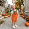 Rarjuiey Toddler Baby Boy Halloween Outfit Pumpkin Rib Overalls Romper (Orange, 2-3T) view 3